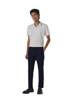 Mufti - Navy Blue Solid Slim Trouser