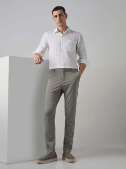 Mufti - Olive Solid Slim Trouser
