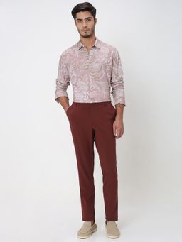 Mufti - Rust Solid Slim Trouser