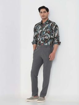 Mufti - Olive Solid Slim Trouser