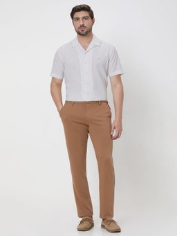 Mufti - Khaki Solid Slim Trouser
