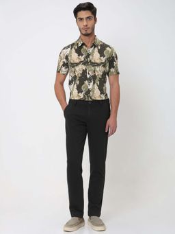 Mufti - Black Solid Slim Trouser