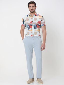 Mufti - Blue Solid Slim Trouser