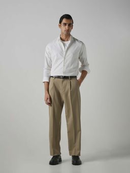 Mufti - Khaki Solid Loose Trouser