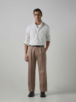 Mufti - Brown Solid Loose Trouser