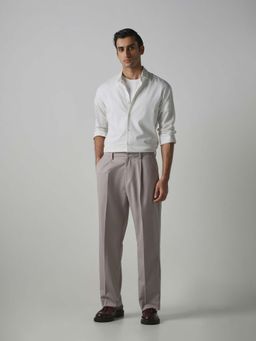 Mufti - Grey Solid Loose Trouser