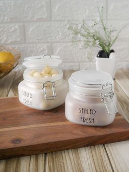 Femora - Frost Kitchen Storage Jar & Airtight Steel Lid, 500 Ml (Pack Of 2)