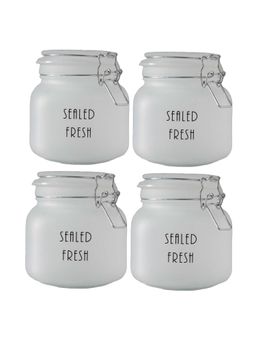 Femora - Frost Square Jars & Airtight Steel Lid, 750 Ml, (Pack Of 4)