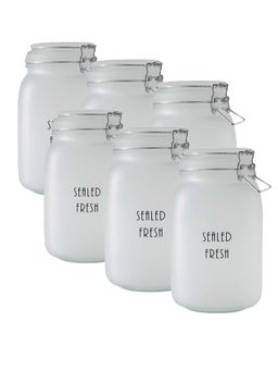 Femora - Kitchen Square Jars, Airtight Steel Lid, 1500 Ml, (Pack Of 6)