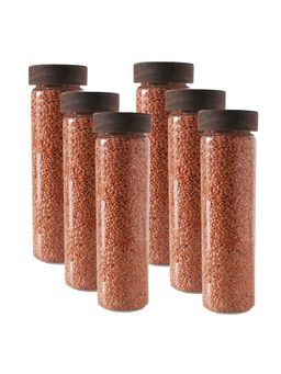 Femora - Borosilicate Glass with Wooden Lid Air Tight Jar, 950 Ml, (Pack Of 6)