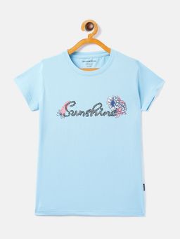 CRIMSOUNE CLUB - Girls Blue Round Neck T-Shirt