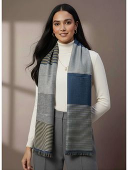 Zamour - Multicolour Colorblock Woollen Muffler Scarf