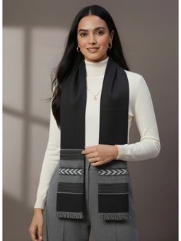 Zamour - Striped Border Woollen Muffler Scarf