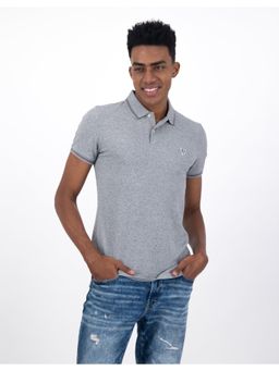 American Eagle - Grey Slim Fit Pique Polo T-Shirt
