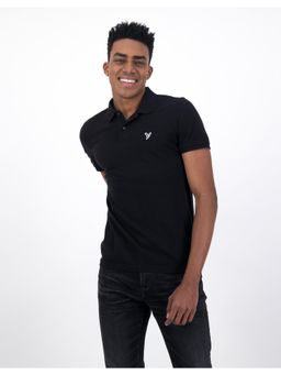American Eagle - AE Black Solid Polo T-Shirt