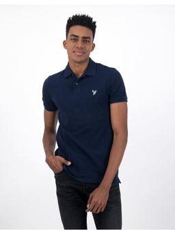 American Eagle - AE Blue Solid Polo T-Shirt