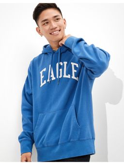 American Eagle - Men Blue Super Soft Graphic Hoodie
