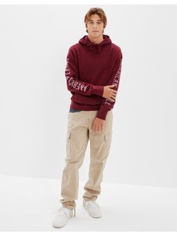 American Eagle - Mens Burgundy Super Soft Icon Graphic Hoodie