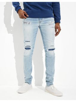American Eagle - Men Blue Airflex+ Temp Tech Patched Stacked Skinny Jean