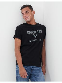 American Eagle - Men Black Super Soft Graphic T-Shirt