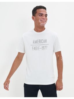 American Eagle - Men White Super Soft Graphic T-Shirt