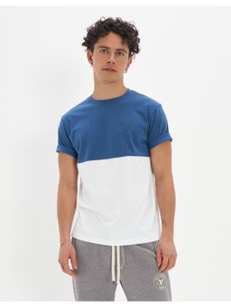 American Eagle - Men Blue Super Soft Colorblock T-Shirt