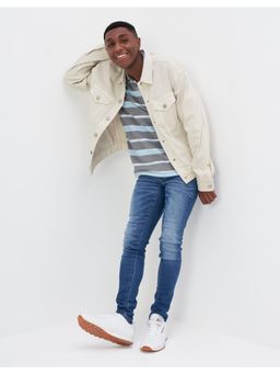 American Eagle - Men Cream Denim Trucker Jacket