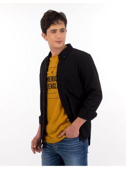 American Eagle - Men Black Slim Fit Oxford Button Up Shirt