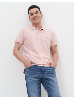 American Eagle - Men Pink Printed Flex Pique Polo T-Shirt
