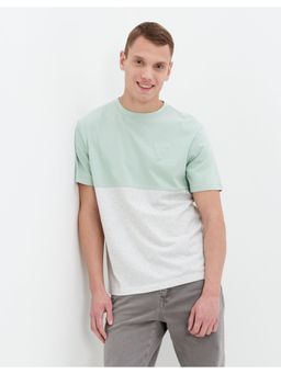 American Eagle - Men Green Super Soft Colorblock T-Shirt