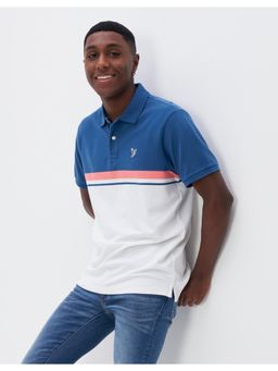 American Eagle - Men Blue Colorblock Polo T-Shirt