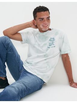 American Eagle - Men Green Super Soft Tie Dye Logo Graphic T-Shirt