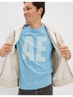 American Eagle - Men Blue Super Soft Graphic T-Shirt