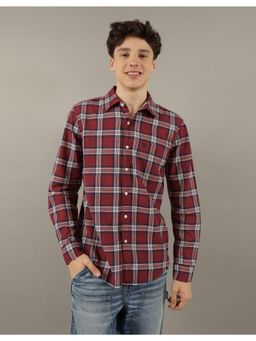 American Eagle - Men Burgundy Slim Fit Everyday Button Up Shirt