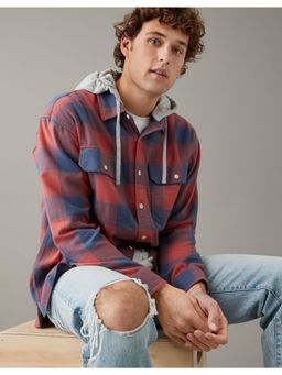American Eagle - Men Red Checks Full Sleeves Casual Shirt