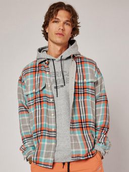 American Eagle - Men Grey Checks Full Sleeves Casual Shirt