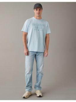 American Eagle - Men Blue Super Soft Logo Graphic T-Shirt
