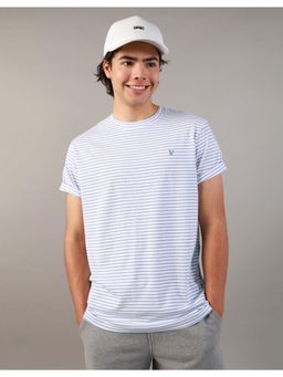 American Eagle - Men Blue Super Soft Striped T-Shirt