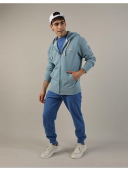 American Eagle - Men Blue Super Soft Icon Graphic Zip-up Hoodie