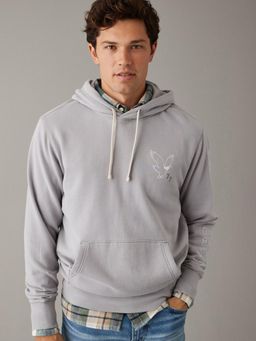 American Eagle - Men Grey Super Soft Graphic Hoodie