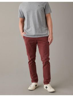 American Eagle - Men Red Flex Slim Lived In Khaki Pants