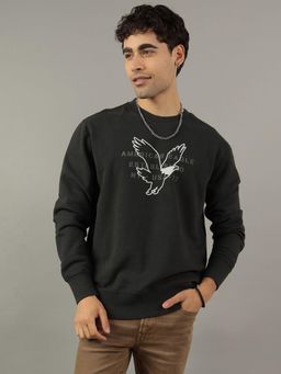 American Eagle - Men Black Super Soft Icon Graphic Crew