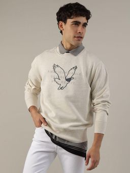 American Eagle - Men Beige Super Soft Icon Graphic Crew