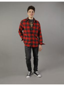 American Eagle - Men Red Super Soft Flannel Shirt