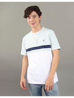 American Eagle - Men White Flex Pique Colorblock T-Shirt