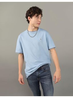 American Eagle - Men Blue Flex Pique T-Shirt