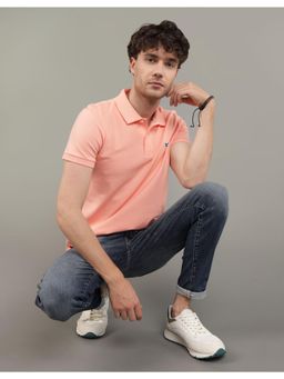 American Eagle - Men Peach Slim Fit Flex Pique Polo Shirt