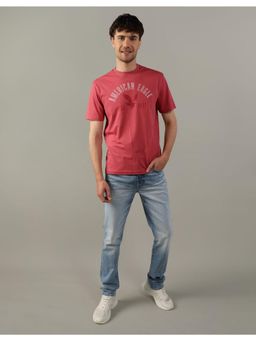 American Eagle - Men Pink Logo Graphic T-Shirt