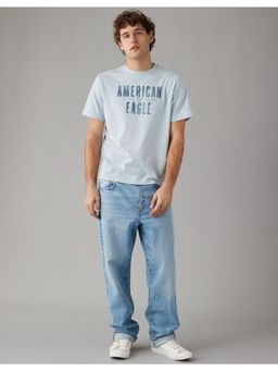 American Eagle - Men Blue Logo Graphic T-Shirt
