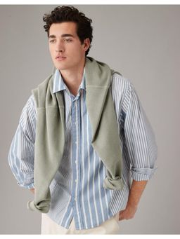 American Eagle - Men Blue Everyday Poplin Stripes Button-Up Shirt